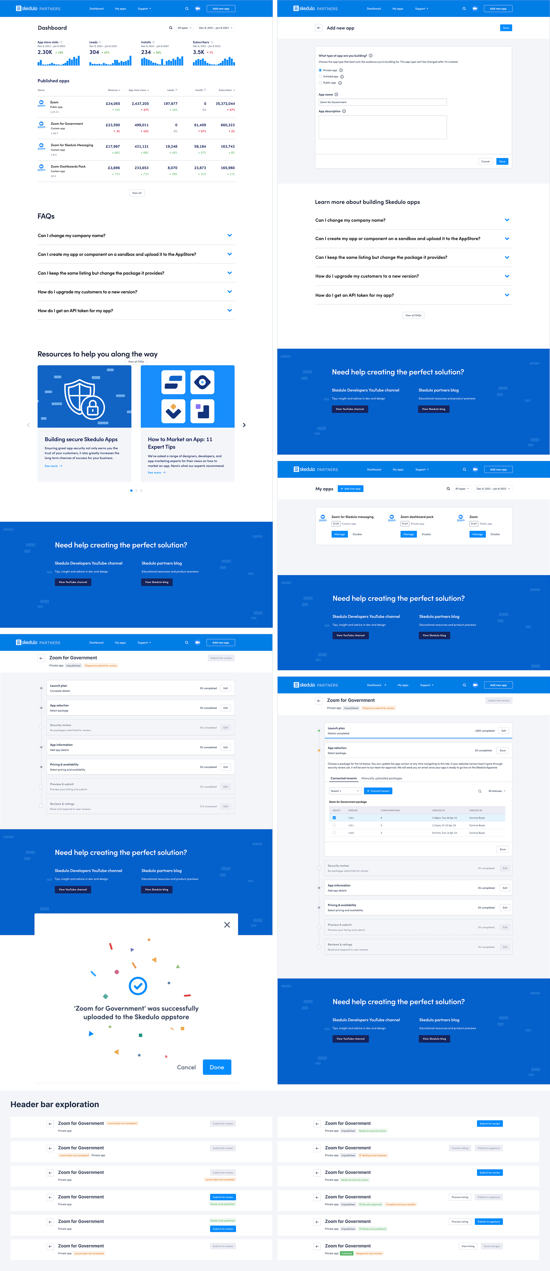 Publisher's journey UI designs